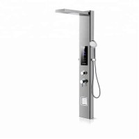 Wall mounted multifunction stainless steel shower panel silver rainfall shower column