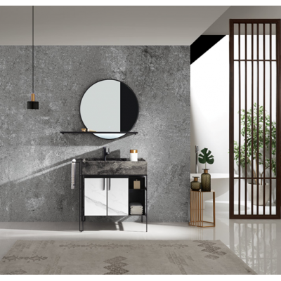 2019 new design white Stainless Steel marble top bathroom cabinet